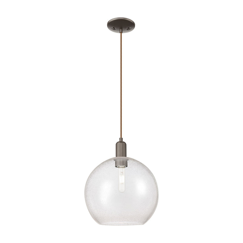 Innovations Athens 12in 1-Light Mini Pendant | Industrial Oil Rubbed Bronze Steel and Seedy Glass | Kitchen Island & Dining Room | Model 716-1P-OB-G124-12