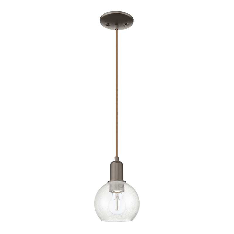 Innovations Athens 6in 1-Light Mini Pendant | Industrial Oil Rubbed Bronze Steel and Seedy Glass | Kitchen Island & Dining Room | Model 716-1P-OB-G124-6