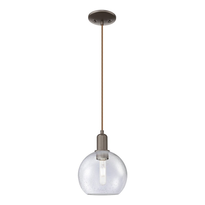 Innovations Athens 8in 1-Light Mini Pendant | Industrial Oil Rubbed Bronze Steel and Seedy Glass | Kitchen Island & Dining Room | Model 716-1P-OB-G124-8