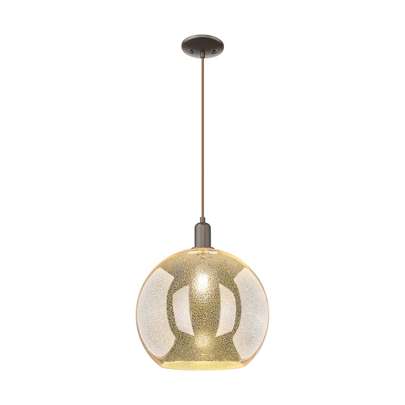 Innovations Athens 14in 1-Light Mini Pendant | Industrial Oil Rubbed Bronze Steel and Mercury Glass | Kitchen Island & Dining | Model 716-1P-OB-G128-14