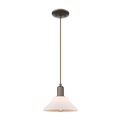 Innovations Orwell 8in 1-Light Mini Pendant | Industrial Oil Rubbed Bronze Steel and Matte White Glass | Kitchen Island & Dining | Model 716-1P-OB-G131