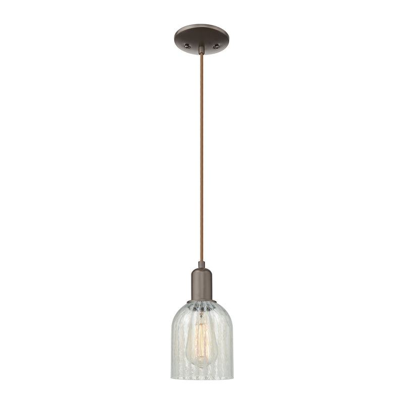 Innovations Caledonia 5in 1-Light Mini Pendant | Industrial Oil Rubbed Bronze Steel and Mouchette Glass | Kitchen Island & Dining | Model 716-1P-OB-G2511