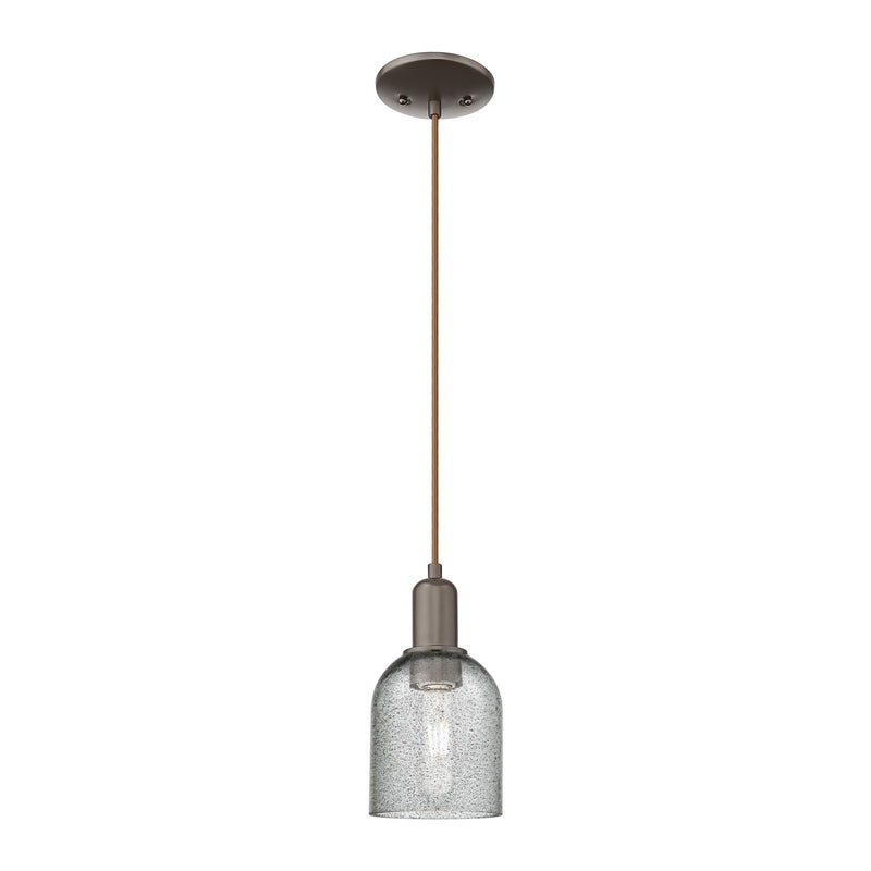 Innovations Caledonia 5in 1-Light Mini Pendant | Industrial Oil Rubbed Bronze Steel and Charcoal Glass | Kitchen Island & Dining | Model 716-1P-OB-G257