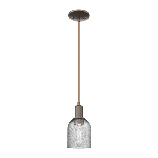 Innovations Caledonia 5in 1-Light Mini Pendant | Industrial Oil Rubbed Bronze Steel and Charcoal Glass | Kitchen Island & Dining | Model 716-1P-OB-G257