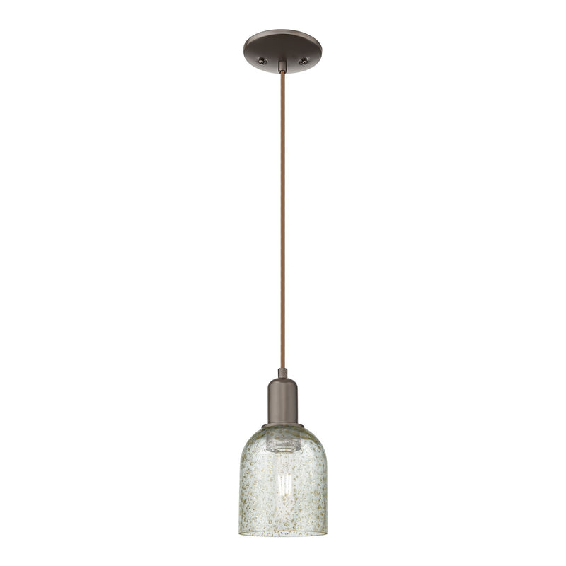 Innovations Caledonia 5in 1-Light Mini Pendant | Industrial Oil Rubbed Bronze Steel and Mica Glass | Kitchen Island & Dining Room | Model 716-1P-OB-G259