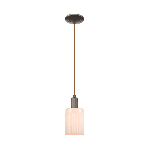 Innovations Hadley 1-Light Mini Pendant | Industrial Oil Rubbed Bronze Steel and Matte White Glass | Kitchen Island & Dining Room | Model 716-1P-OB-G341