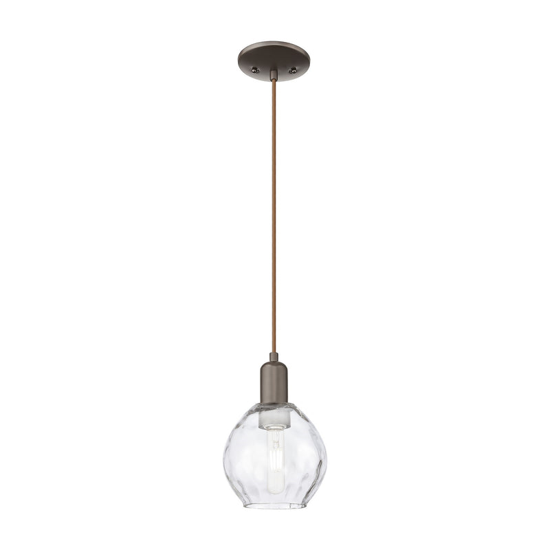 Innovations Waverly 6in 1-Light Mini Pendant | Industrial Oil Rubbed Bronze Steel and Clear Water Glass | Kitchen Island & Dining | Model 716-1P-OB-G362