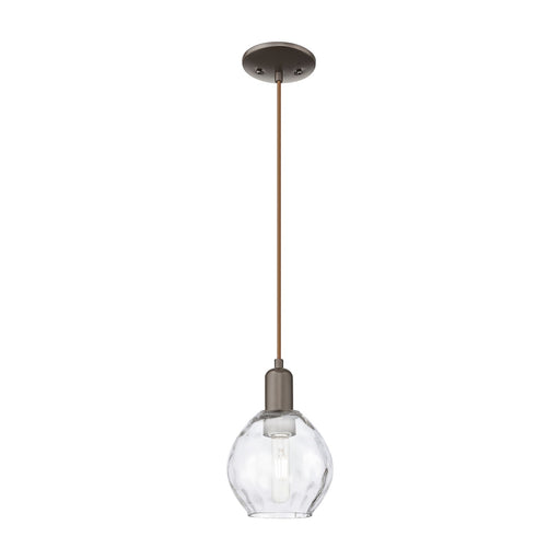 Innovations Waverly 6in 1-Light Mini Pendant | Industrial Oil Rubbed Bronze Steel and Clear Water Glass | Kitchen Island & Dining | Model 716-1P-OB-G362