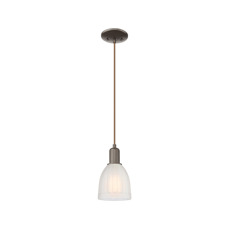 Innovations Brookfield 6in 1-Light Mini Pendant | Industrial Oil Rubbed Bronze and White Frosted Ribbed Glass | Kitchen Island & | Model 716-1P-OB-G441