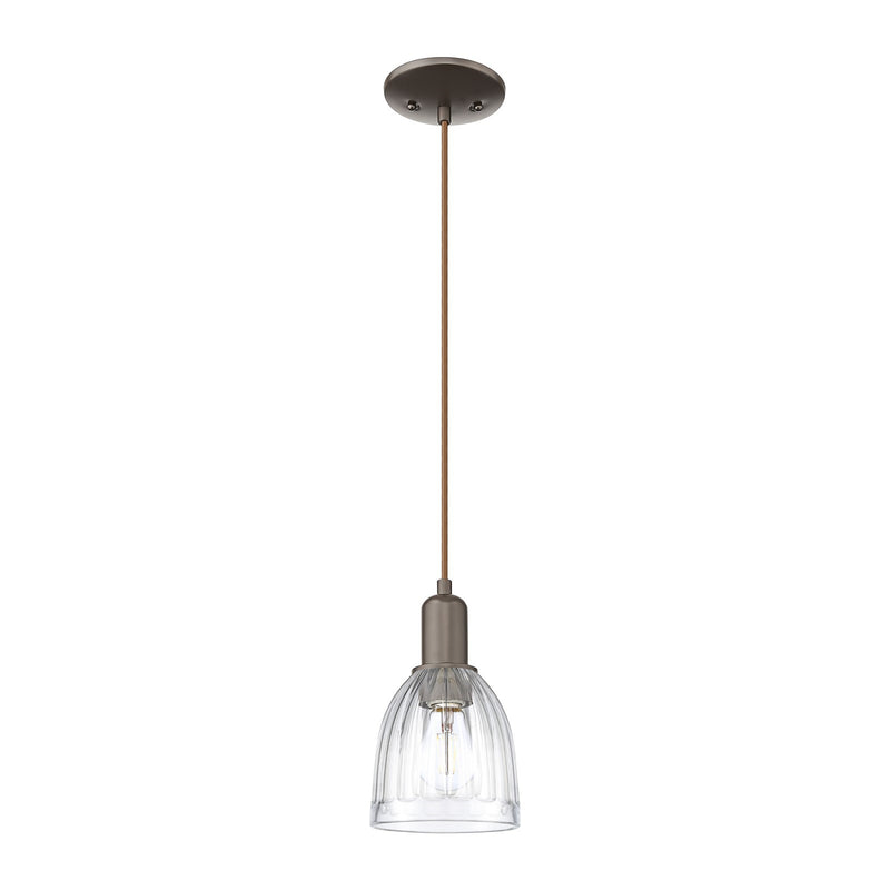 Innovations Brookfield 6in 1-Light Mini Pendant | Industrial Oil Rubbed Bronze and Clear Ribbed Glass | Kitchen Island & Dining | Model 716-1P-OB-G442