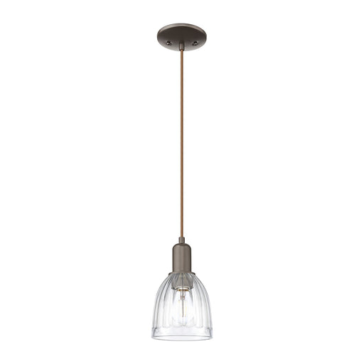 Innovations Brookfield 6in 1-Light Mini Pendant | Industrial Oil Rubbed Bronze and Clear Ribbed Glass | Kitchen Island & Dining | Model 716-1P-OB-G442
