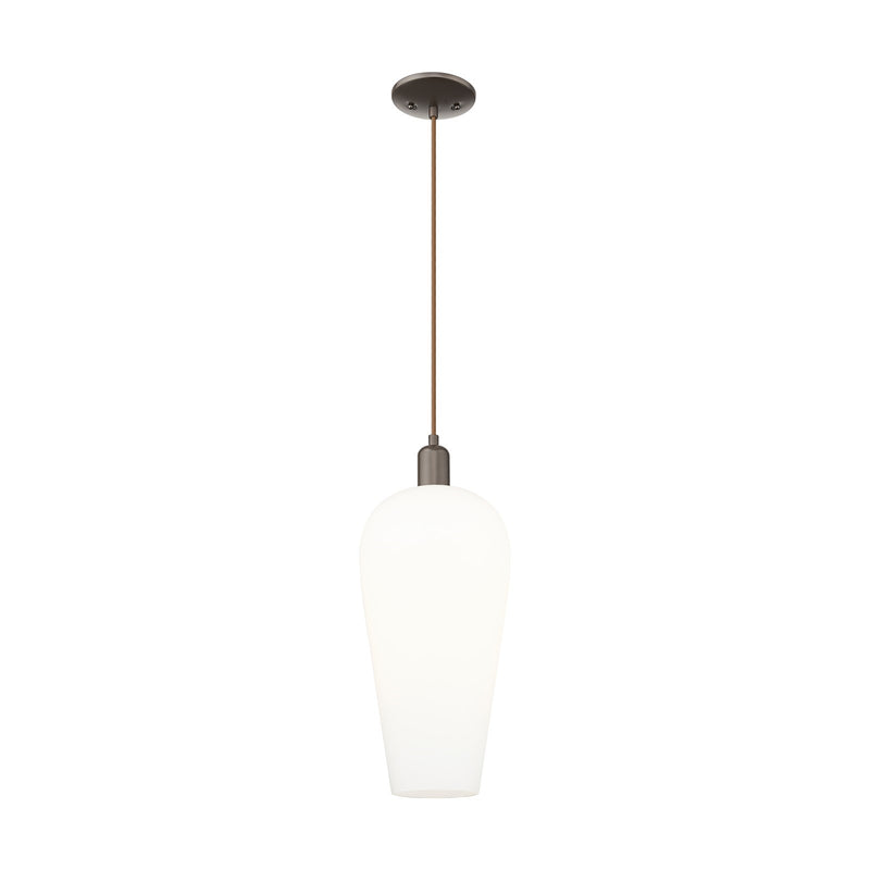 Innovations Chelsea 8in 1-Light Mini Pendant | Industrial Oil Rubbed Bronze Steel and White Glass | Kitchen Island & Dining | Model 716-1P-OB-G456-8WH