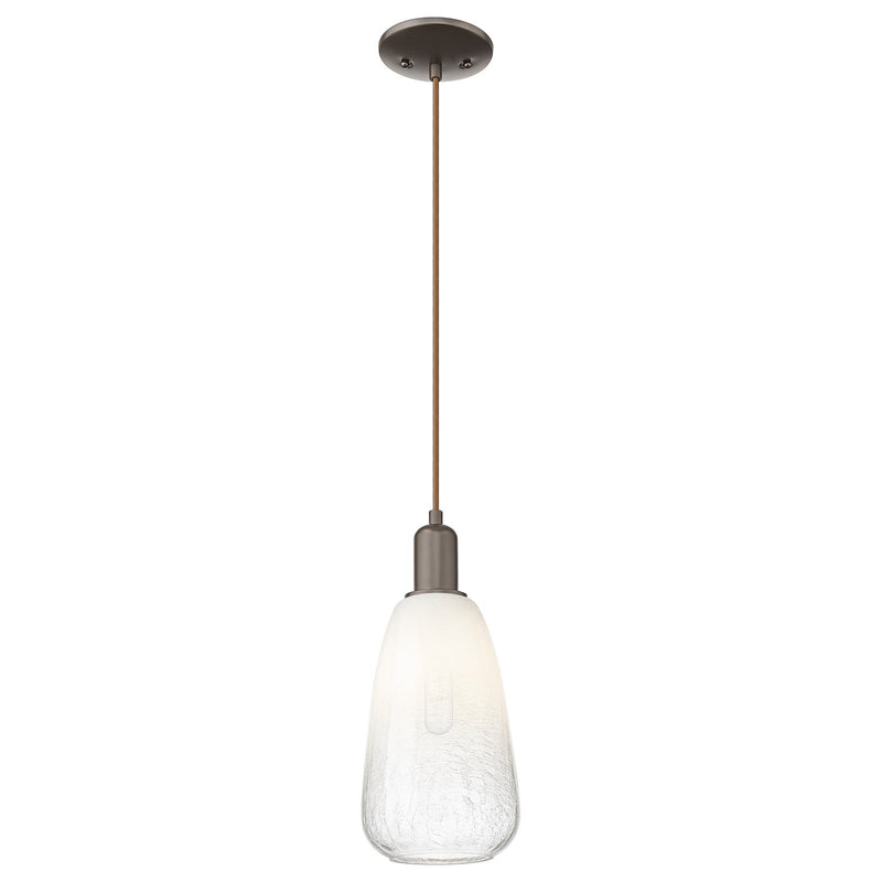 Innovations Brookhaven Almond 6in 1-Light Mini Pendant | Industrial Oil Rubbed Bronze Steel and Opal Glass | Kitchen Island & | Model 716-1P-OB-G480-6OP