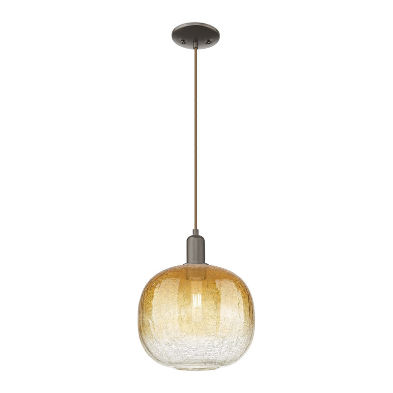 Innovations Brookhaven Sphere 10.5in 1-Light Mini Pendant | Industrial Oil Rubbed Bronze and Amber Glass | Kitchen Island & | Model 716-1P-OB-G481-10AM