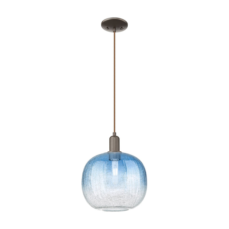 Innovations Brookhaven Sphere 10.5in 1-Light Mini Pendant | Industrial Oil Rubbed Bronze and Sapphire Blue Glass | Kitchen | Model 716-1P-OB-G481-10SB