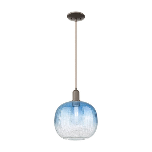 Innovations Brookhaven Sphere 10.5in 1-Light Mini Pendant | Industrial Oil Rubbed Bronze and Sapphire Blue Glass | Kitchen | Model 716-1P-OB-G481-10SB