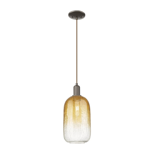 Innovations Brookhaven Cloche 7in 1-Light Mini Pendant | Industrial Oil Rubbed Bronze and Amber Glass | Kitchen Island & Dining | Model 716-1P-OB-G482-7AM