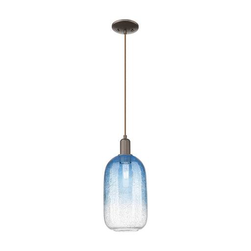 Innovations Brookhaven Cloche 7in 1-Light Mini Pendant | Industrial Oil Rubbed Bronze Steel and Sapphire Blue Glass | Kitchen | Model 716-1P-OB-G482-7SB