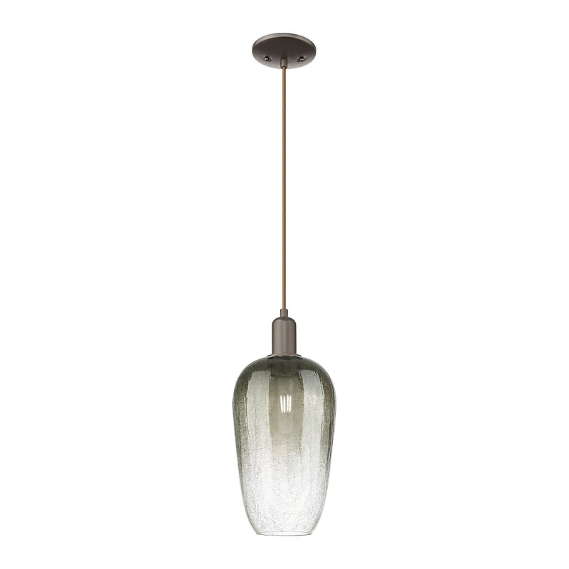 Innovations Brookhaven Flute 7in 1-Light Mini Pendant | Industrial Oil Rubbed Bronze Steel and Slate Glass | Kitchen Island & | Model 716-1P-OB-G484-7SL