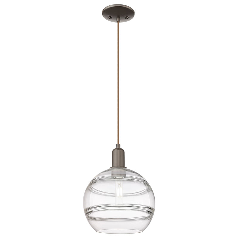 Innovations Rochester 10in 1-Light Mini Pendant | Industrial Oil Rubbed Bronze Steel and Clear Glass | Kitchen Island & Dining | Model 716-1P-OB-G556-10CL
