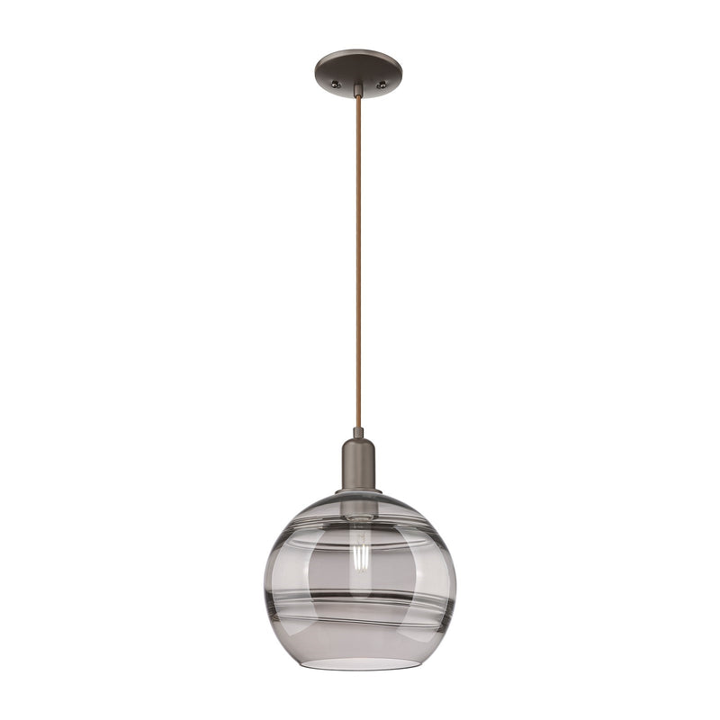 Innovations Rochester 10in 1-Light Mini Pendant | Industrial Oil Rubbed Bronze Steel and Light Smoke Glass | Kitchen Island & | Model 716-1P-OB-G556-10SM
