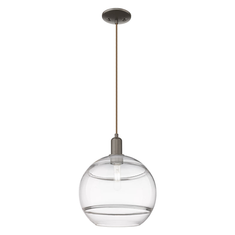 Innovations Rochester 12in 1-Light Mini Pendant | Industrial Oil Rubbed Bronze Steel and Clear Glass | Kitchen Island & Dining | Model 716-1P-OB-G556-12CL