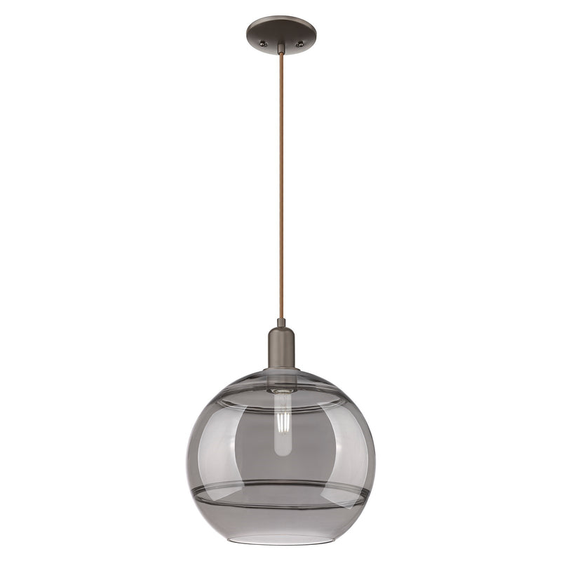 Innovations Rochester 12in 1-Light Mini Pendant | Industrial Oil Rubbed Bronze Steel and Light Smoke Glass | Kitchen Island & | Model 716-1P-OB-G556-12SM