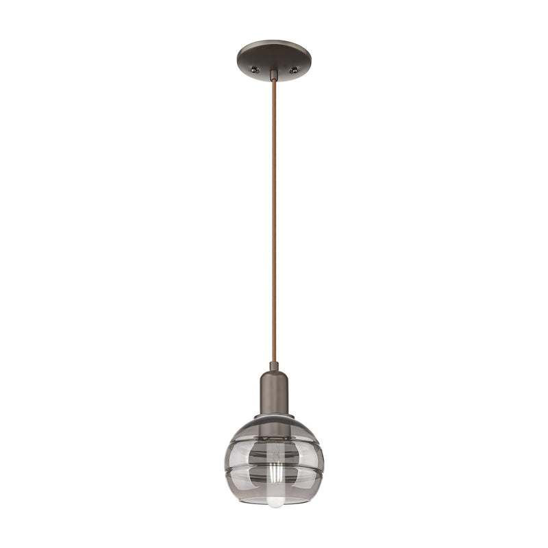 Innovations Rochester 6in 1-Light Mini Pendant | Industrial Oil Rubbed Bronze Steel and Light Smoke Glass | Kitchen Island & | Model 716-1P-OB-G556-6SM