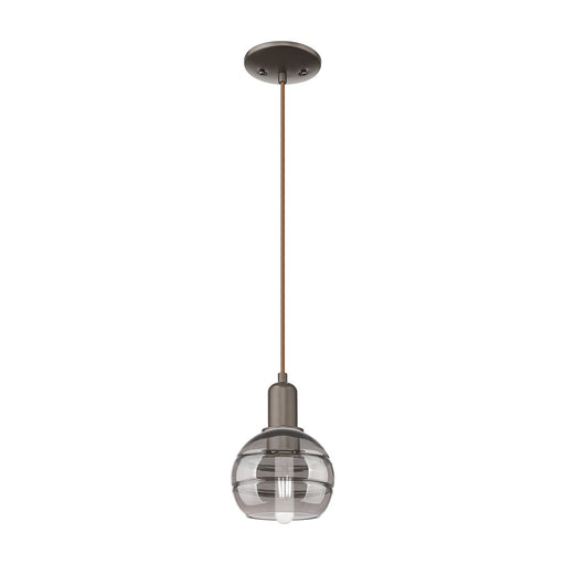Innovations Rochester 6in 1-Light Mini Pendant | Industrial Oil Rubbed Bronze Steel and Light Smoke Glass | Kitchen Island & | Model 716-1P-OB-G556-6SM