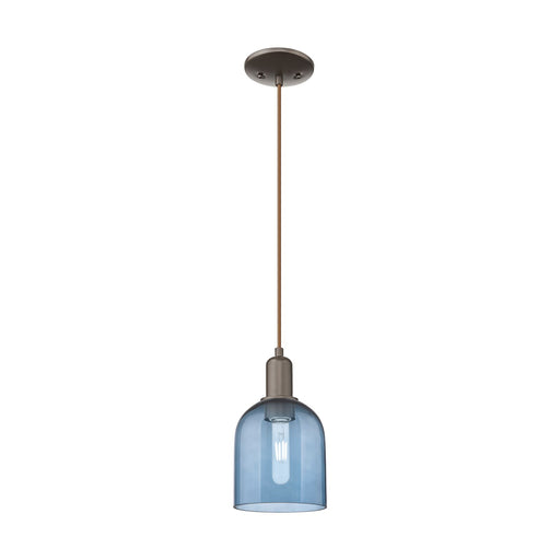 Innovations Bella 6in 1-Light Mini Pendant | Industrial Oil Rubbed Bronze and Blue Glass | Kitchen Island & Dining Room | 5.5 x | Model 716-1P-OB-G558-6BL