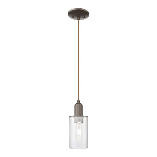 Innovations Clymer 1-Light Mini Pendant | Industrial Oil Rubbed Bronze Steel and Clear Glass | Kitchen Island & Dining Room | 3.88 | Model 716-1P-OB-G802