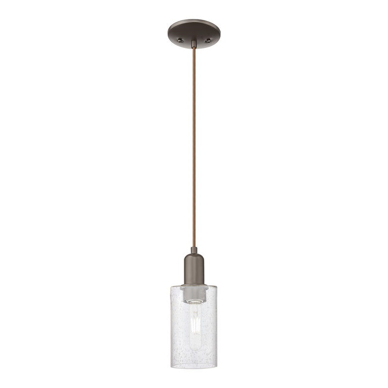 Innovations Clymer 1-Light Mini Pendant | Industrial Oil Rubbed Bronze Steel and Seedy Glass | Kitchen Island & Dining Room | 3.88 | Model 716-1P-OB-G804