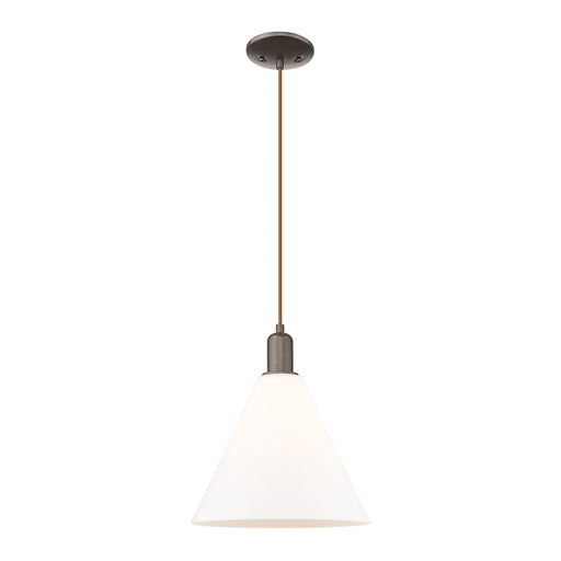 Innovations Berkshire Glass 12in 1-Light Mini Pendant | Industrial Oil Rubbed Bronze and Matte White Glass | Kitchen Island & | Model 716-1P-OB-GBC-121