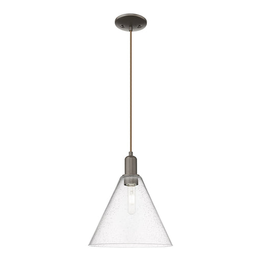 Innovations Berkshire Glass 12in 1-Light Mini Pendant | Industrial Oil Rubbed Bronze Steel and Seedy Glass | Kitchen Island & | Model 716-1P-OB-GBC-124
