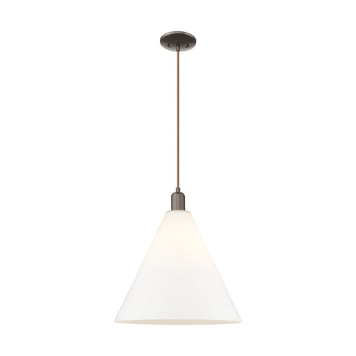Innovations Berkshire Glass 16in 1-Light Mini Pendant | Industrial Oil Rubbed Bronze and Matte White Glass | Kitchen Island & | Model 716-1P-OB-GBC-161