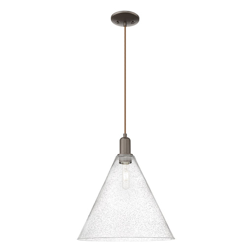 Innovations Berkshire Glass 16in 1-Light Mini Pendant | Industrial Oil Rubbed Bronze Steel and Seedy Glass | Kitchen Island & | Model 716-1P-OB-GBC-164