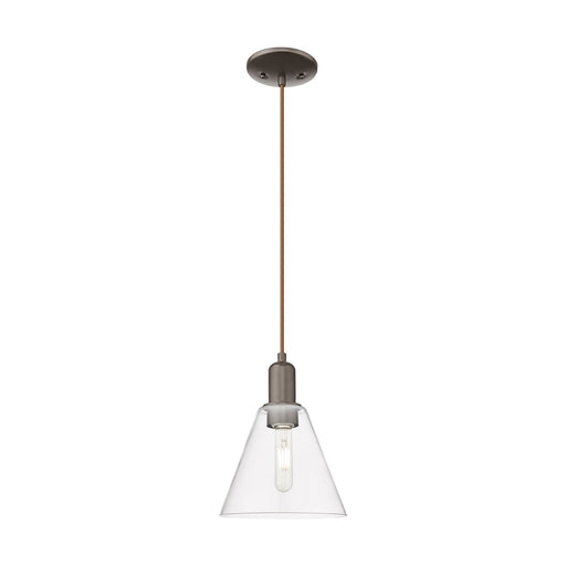 Innovations Berkshire 8in 1-Light Mini Pendant | Industrial Oil Rubbed Bronze Steel and Clear Glass | Kitchen Island & Dining | Model 716-1P-OB-GBC-82