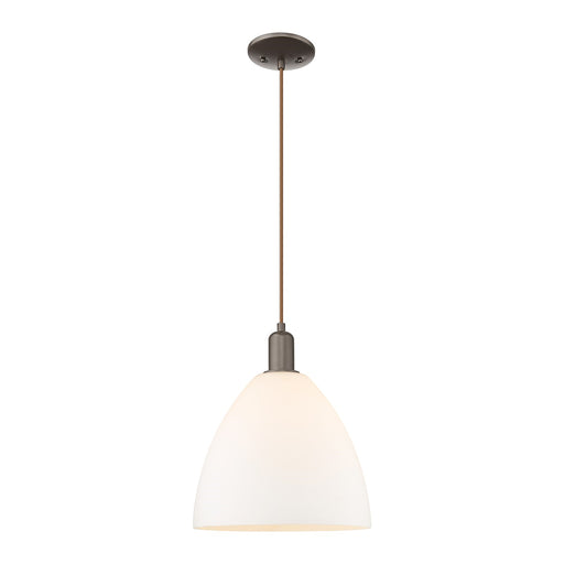 Innovations Bristol 12in 1-Light Mini Pendant | Industrial Oil Rubbed Bronze and Matte White Glass | Kitchen Island & Dining | Model 716-1P-OB-GBD-121