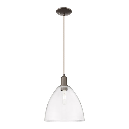 Innovations Bristol 12in 1-Light Mini Pendant | Industrial Oil Rubbed Bronze Steel and Clear Glass | Kitchen Island & Dining | Model 716-1P-OB-GBD-122