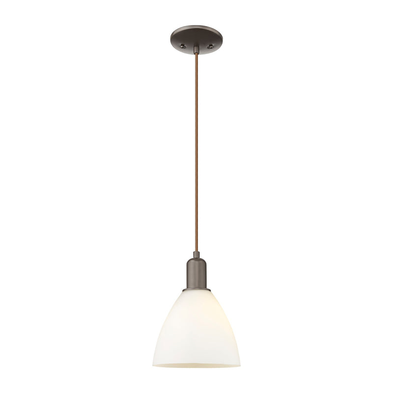 Innovations Bristol 8in 1-Light Mini Pendant | Industrial Oil Rubbed Bronze and Matte White Glass | Kitchen Island & Dining Room | Model 716-1P-OB-GBD-751