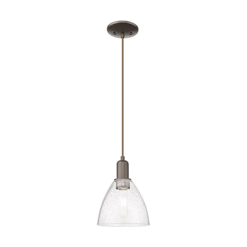 Innovations Bristol 8in 1-Light Mini Pendant | Industrial Oil Rubbed Bronze Steel and Seedy Glass | Kitchen Island & Dining Room | Model 716-1P-OB-GBD-754