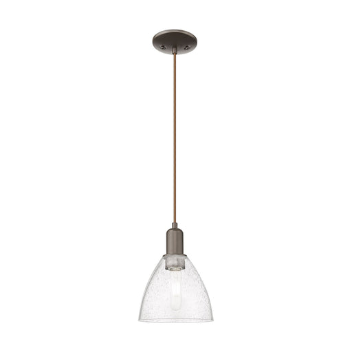 Innovations Bristol 8in 1-Light Mini Pendant | Industrial Oil Rubbed Bronze Steel and Seedy Glass | Kitchen Island & Dining Room | Model 716-1P-OB-GBD-754