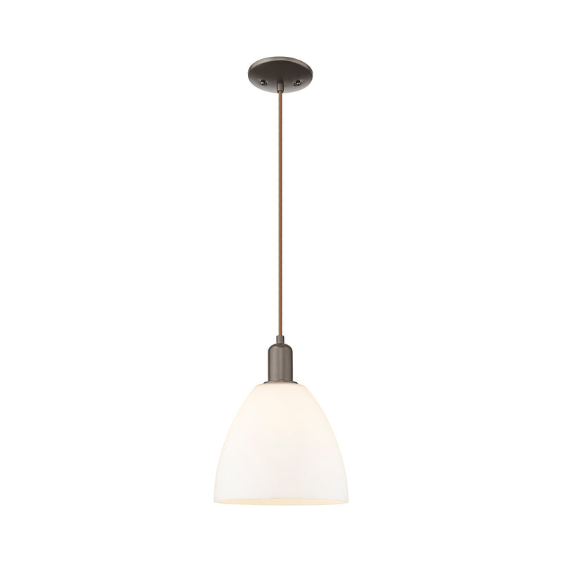 Innovations Bristol 9in 1-Light Mini Pendant | Industrial Oil Rubbed Bronze and Matte White Glass | Kitchen Island & Dining Room | Model 716-1P-OB-GBD-91