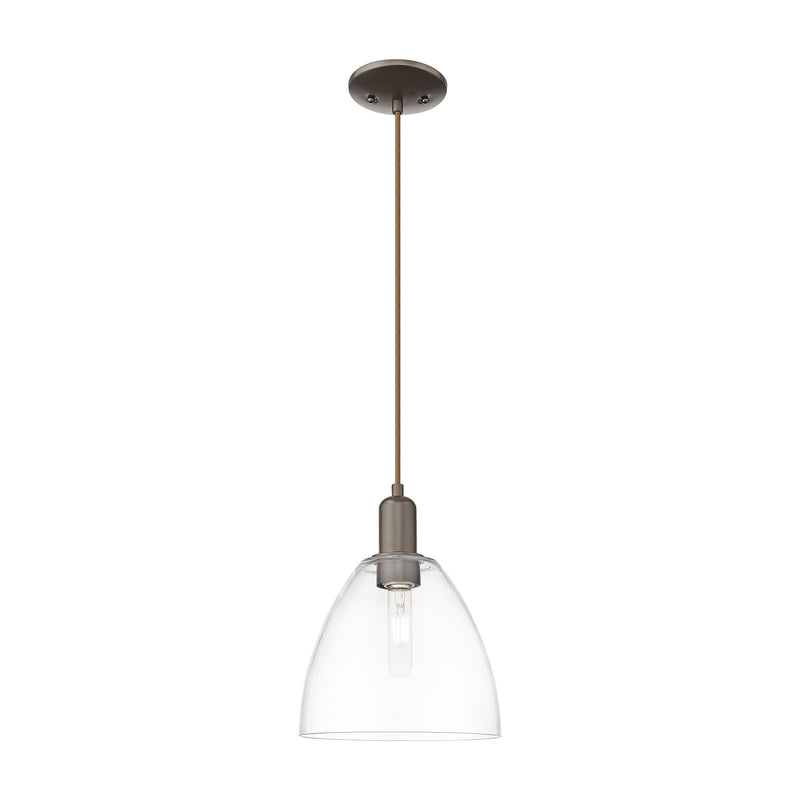 Innovations Bristol 9in 1-Light Mini Pendant | Industrial Oil Rubbed Bronze Steel and Clear Glass | Kitchen Island & Dining Room | Model 716-1P-OB-GBD-92