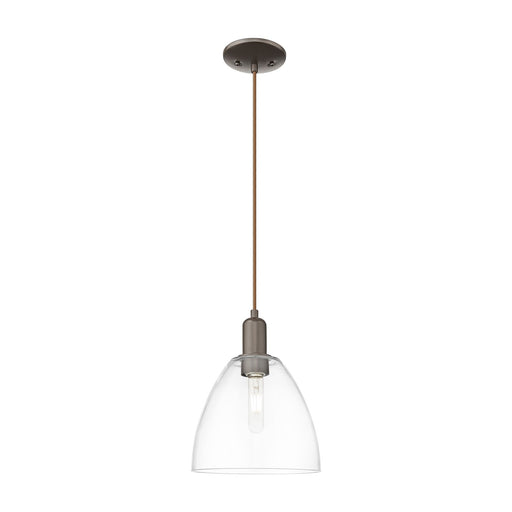 Innovations Bristol 9in 1-Light Mini Pendant | Industrial Oil Rubbed Bronze Steel and Clear Glass | Kitchen Island & Dining Room | Model 716-1P-OB-GBD-92