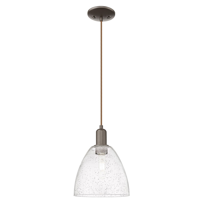 Innovations Bristol 9in 1-Light Mini Pendant | Industrial Oil Rubbed Bronze Steel and Seedy Glass | Kitchen Island & Dining Room | Model 716-1P-OB-GBD-94