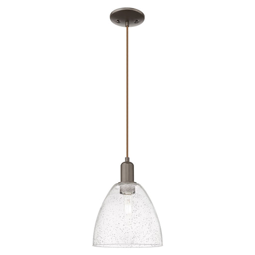 Innovations Bristol 9in 1-Light Mini Pendant | Industrial Oil Rubbed Bronze Steel and Seedy Glass | Kitchen Island & Dining Room | Model 716-1P-OB-GBD-94