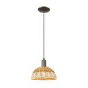 Innovations NB Dome 1Lt 9" Cord Mini Pendant, BZ/Nat - 716-1P-OB-NBD2-9-NAT