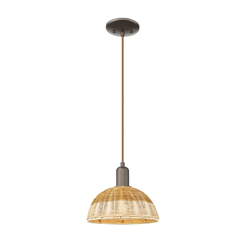 Innovations NB Dome 1Lt 9" Cord Mini Pendant, BZ/Nat - 716-1P-OB-NBD2-9-NAT