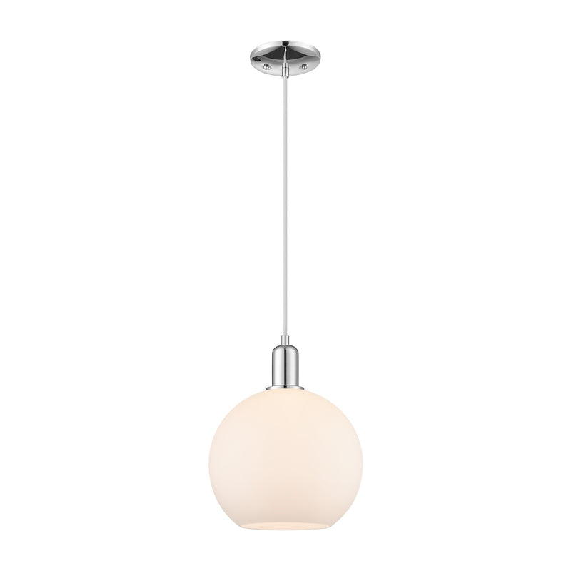 Innovations Athens 10in 1-Light Mini Pendant | Industrial Polished Chrome and Matte White Glass | Kitchen Island & Dining Room | Model 716-1P-PC-G121-10